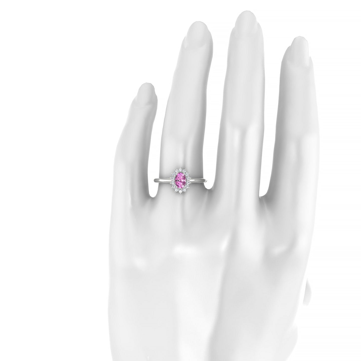 Blossom | 18k White Gold 6 x 4 mm Oval Pink Sapphire Ring