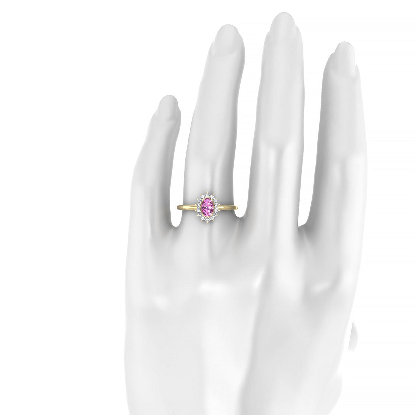 Blossom | 18k Yellow Gold 6 x 4 mm Oval Pink Sapphire Ring