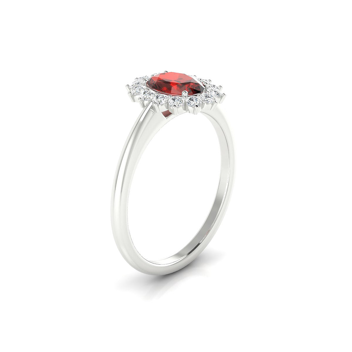 Blossom | 18k White Gold 7 x 5 mm Oval Garnet Ring