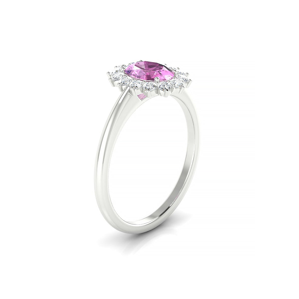 Blossom | 18k White Gold 7 x 5 mm Oval Pink Sapphire Ring