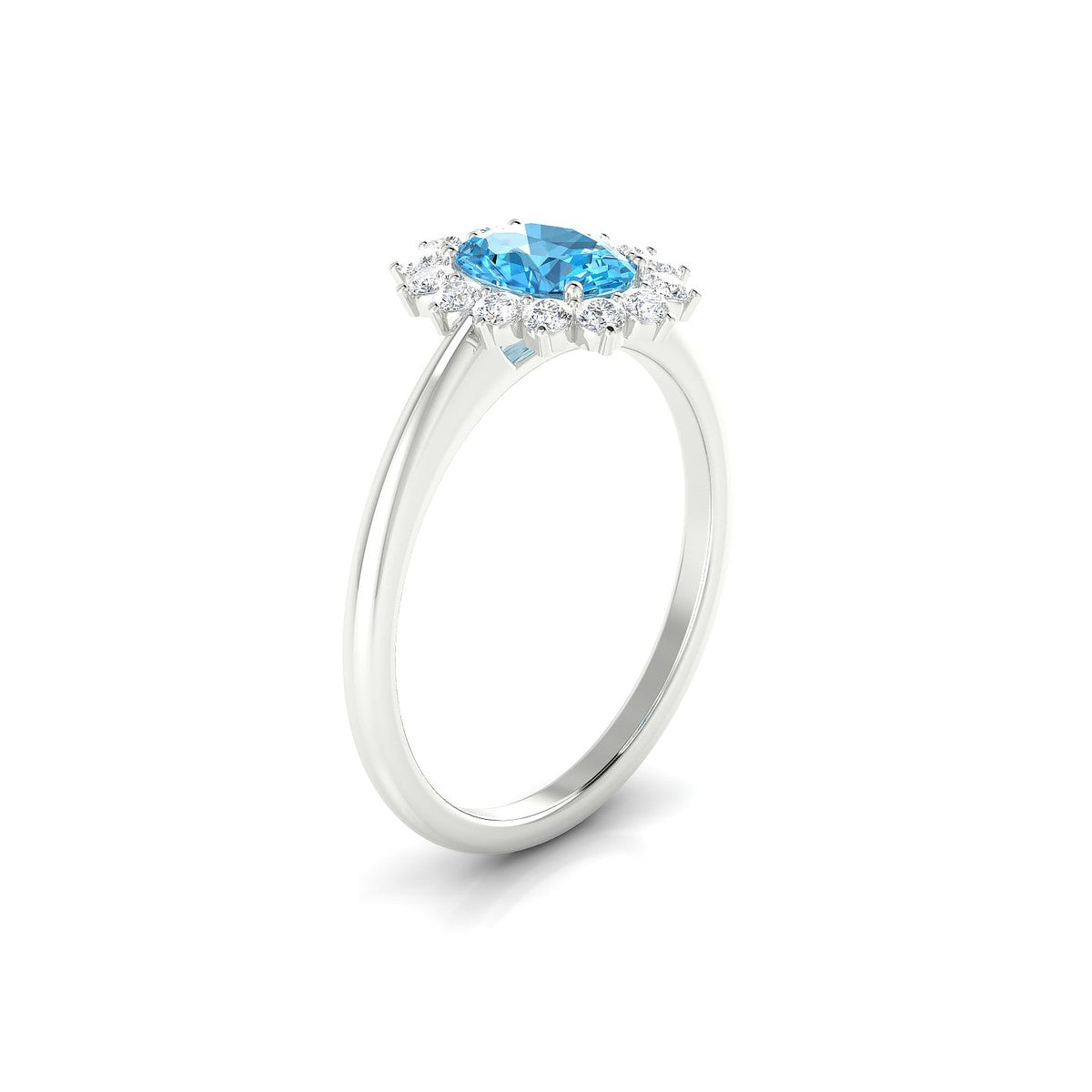 Blossom | 18k White Gold 7 x 5 mm Oval Topaz Ring