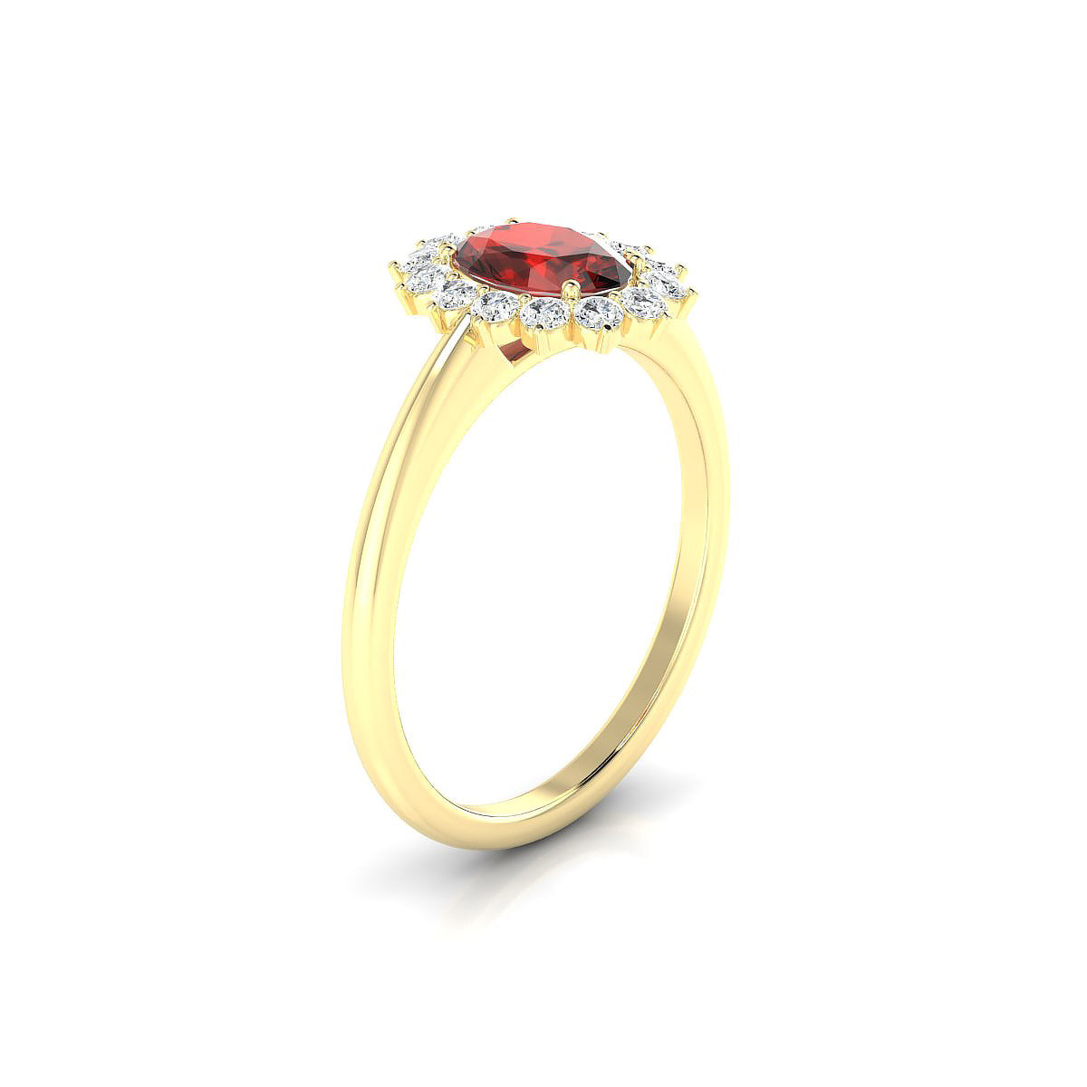 Blossom | 18k Yellow Gold 7 x 5 mm Oval Garnet Ring