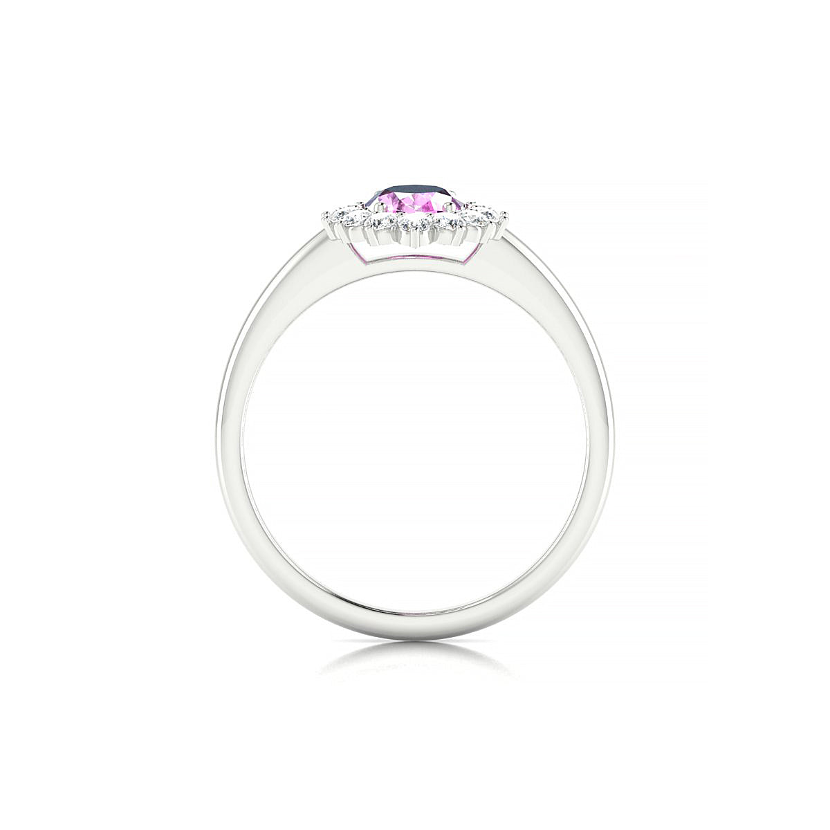 Blossom | 18k White Gold 7 x 5 mm Oval Pink Sapphire Ring
