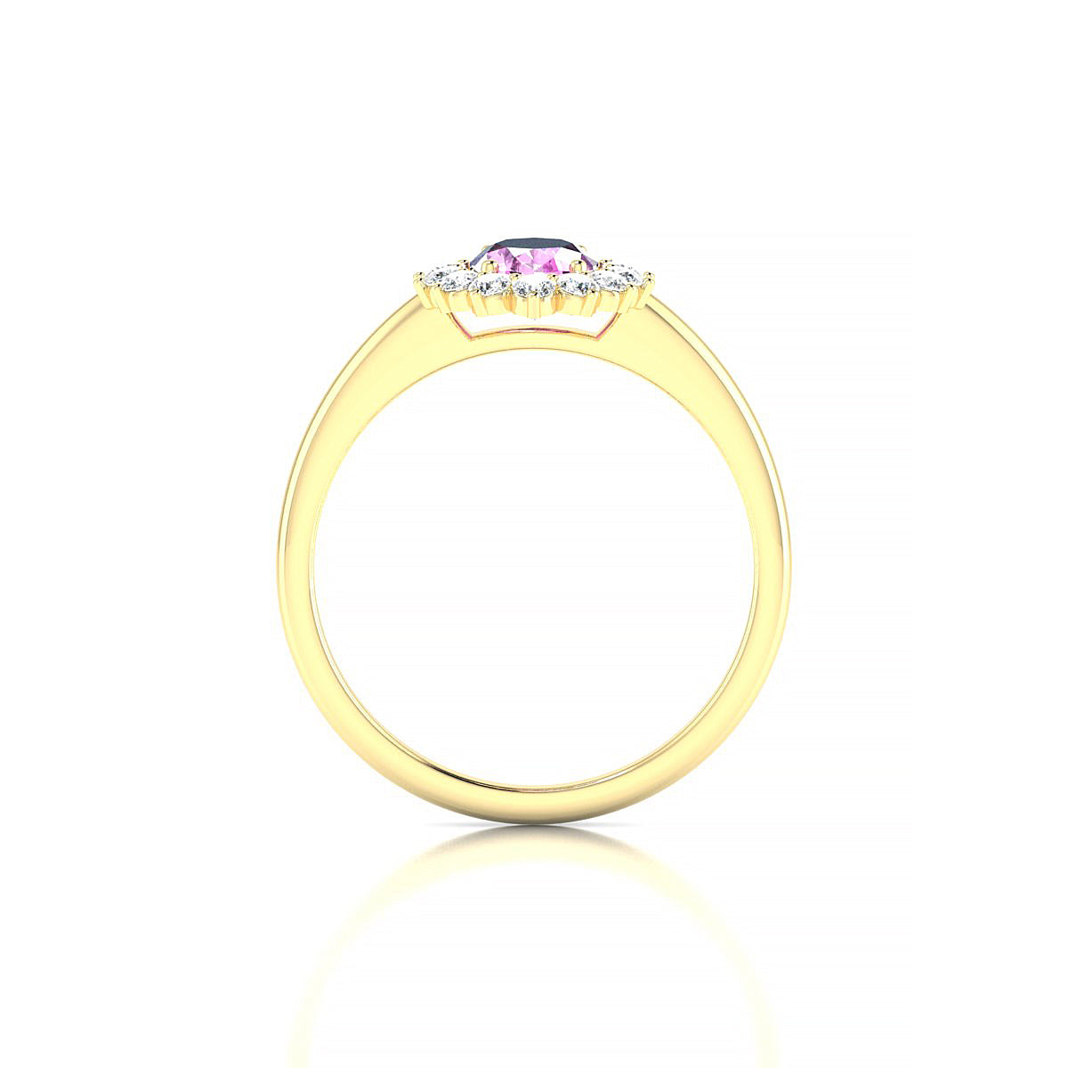 Blossom | 18k Yellow Gold 7 x 5 mm Oval Pink Sapphire Ring