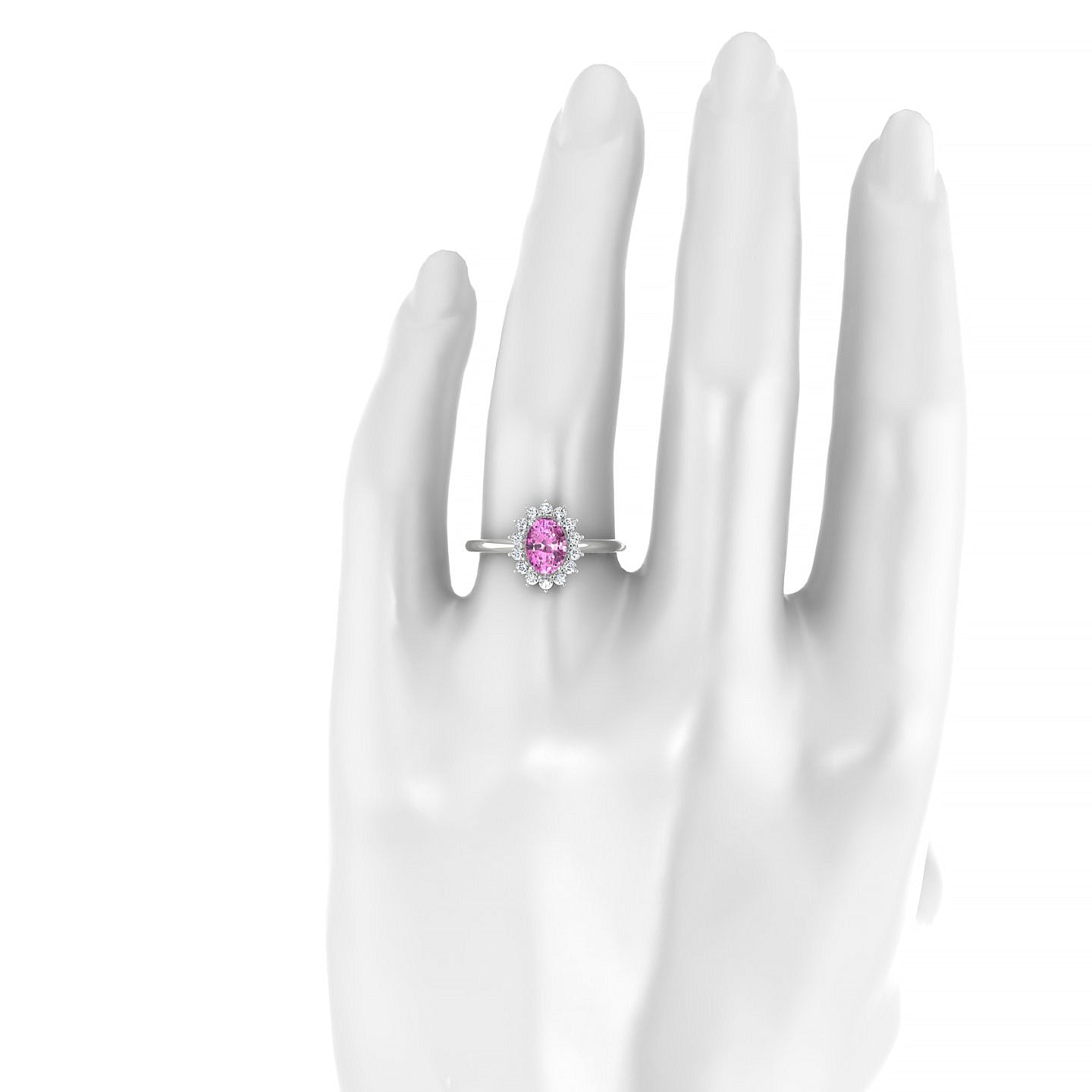 Blossom | 18k White Gold 7 x 5 mm Oval Pink Sapphire Ring