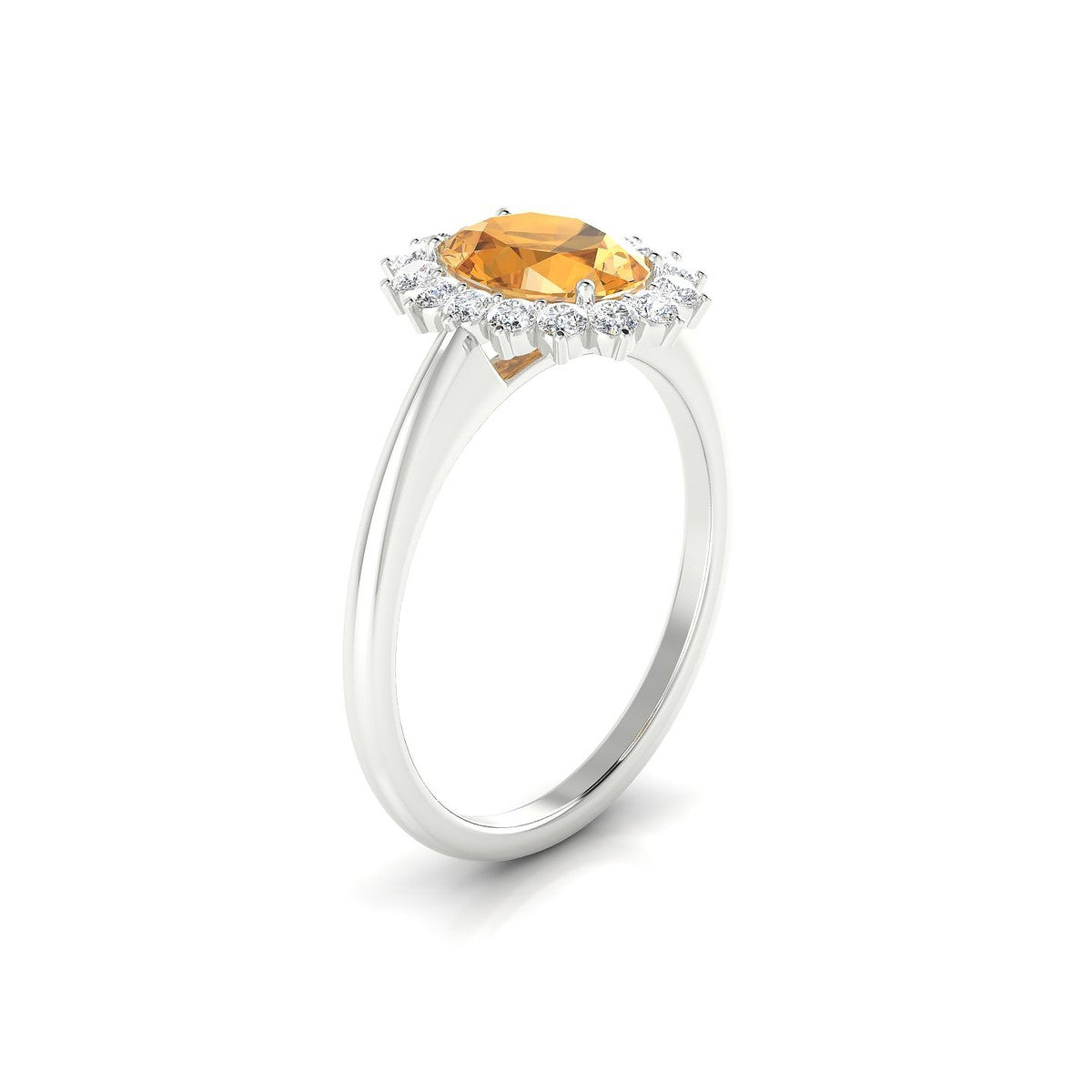 Blossom | 18k White Gold 8 x 6 mm Oval Citrine Ring