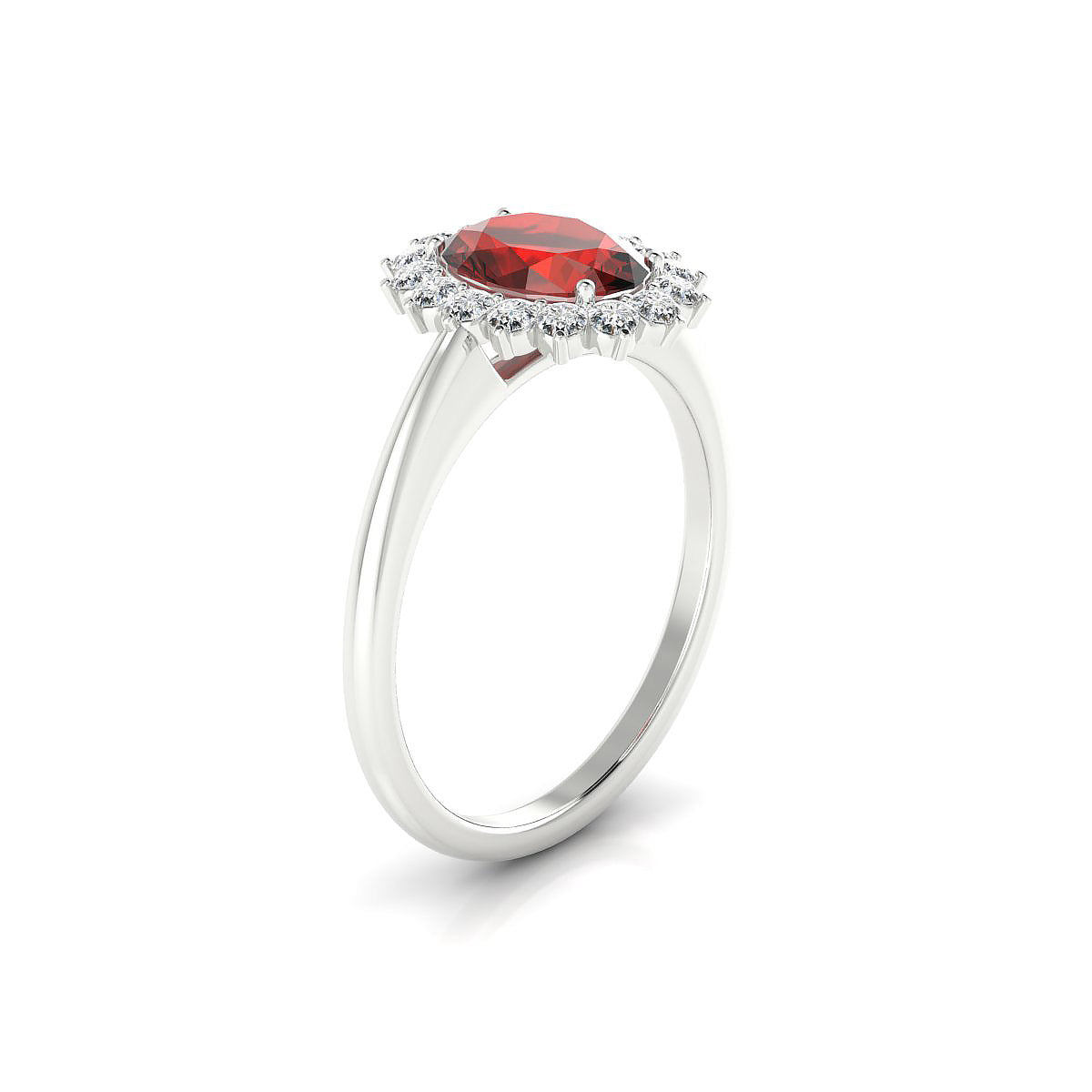 Blossom | 18k White Gold 8 x 6 mm Oval Garnet Ring