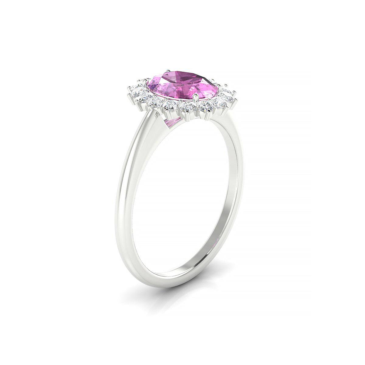 Blossom | 18k White Gold 8 x 6 mm Oval Pink Sapphire Ring