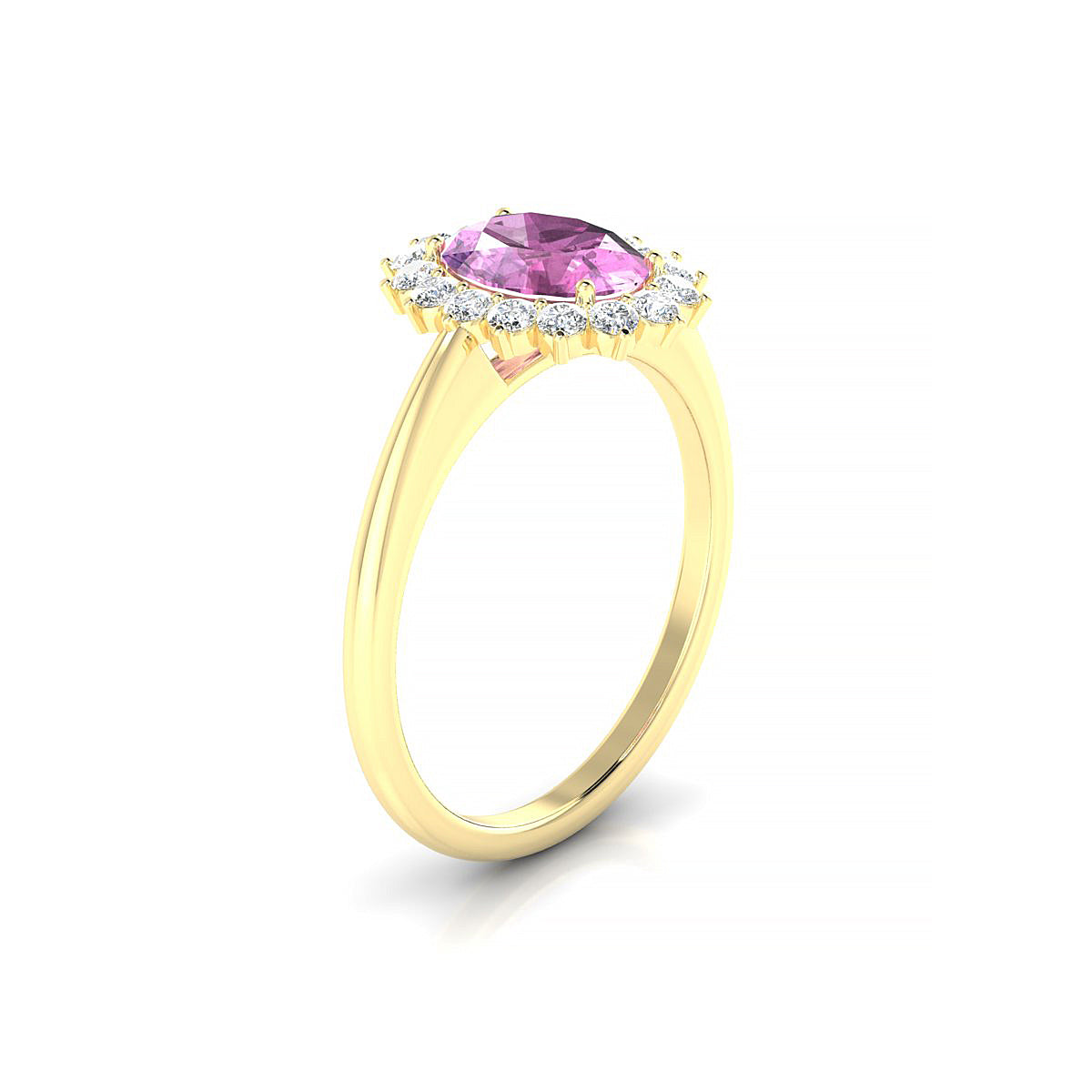 Blossom | 18k Yellow Gold 8 x 6 mm Oval Pink Sapphire Ring