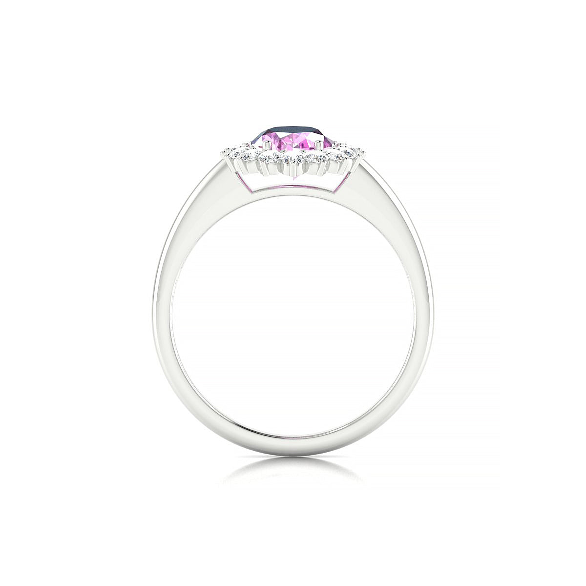 Blossom | 18k White Gold 8 x 6 mm Oval Pink Sapphire Ring