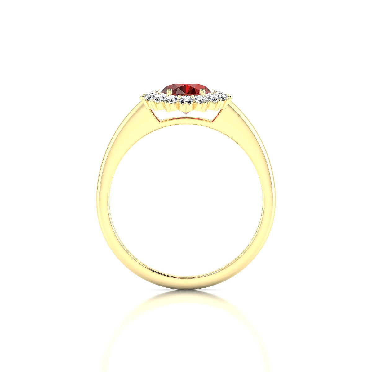 Blossom | 18k Yellow Gold 8 x 6 mm Oval Garnet Ring