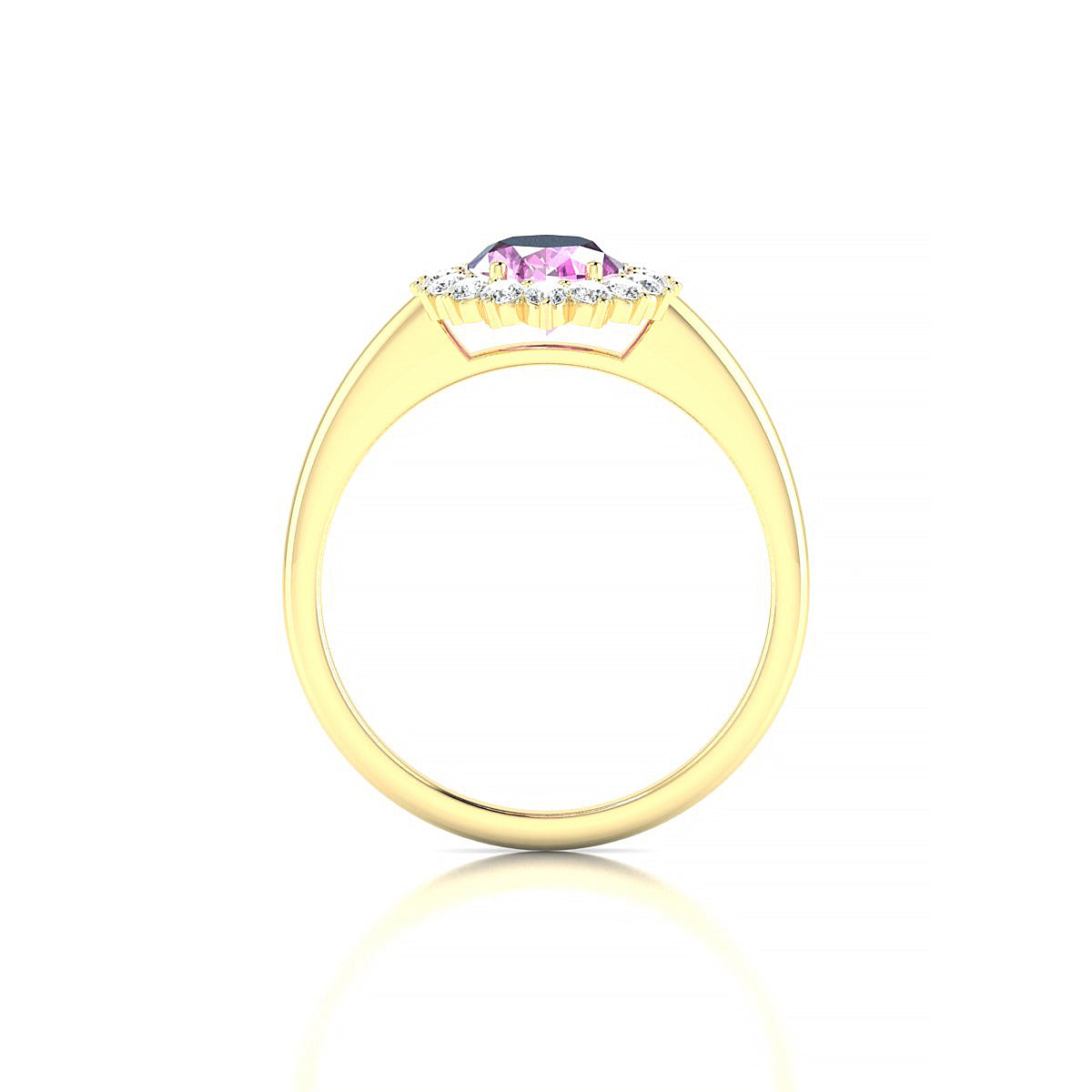 Blossom | 18k Yellow Gold 8 x 6 mm Oval Pink Sapphire Ring