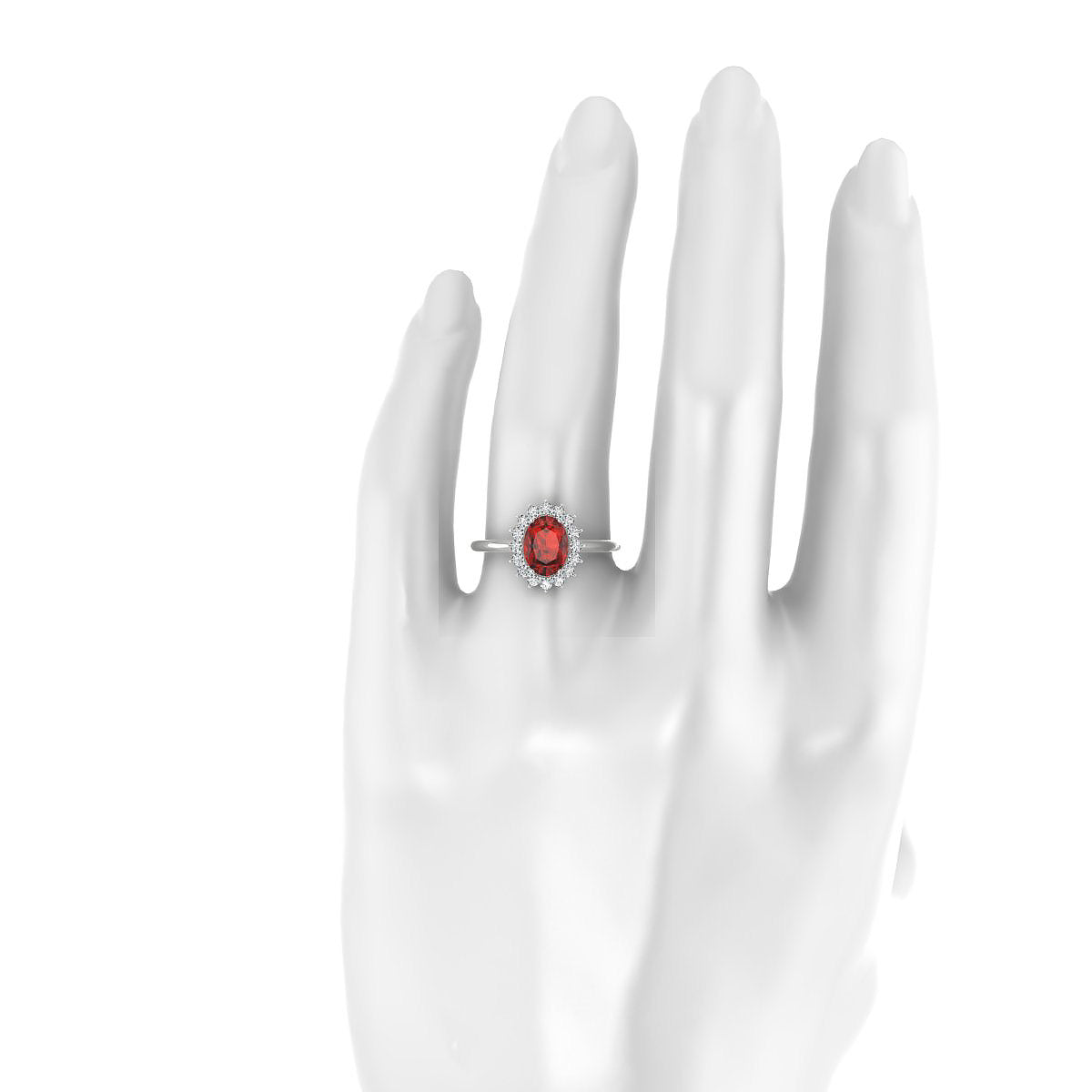 Blossom | 18k White Gold 8 x 6 mm Oval Garnet Ring
