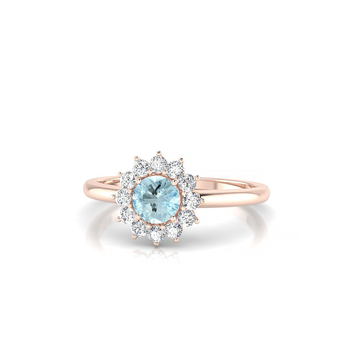 Blossom | 18k Rose Gold 4.5 mm Round Aquamarine Ring