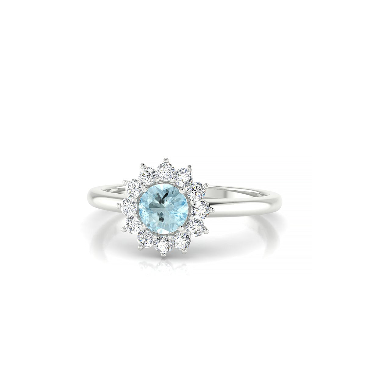 Blossom | 18k White Gold 4.5 mm Round Aquamarine Ring