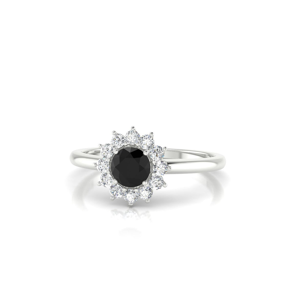 Blossom | 18k White Gold 4.5 mm Round Black Diamond Ring