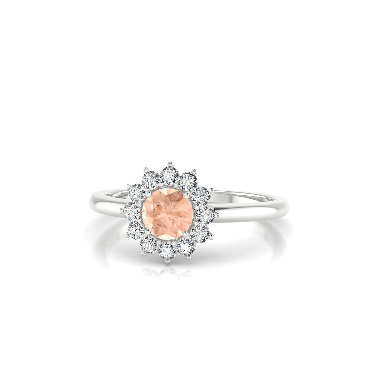 Blossom | 18k White Gold 4.5 mm Round Morganite Ring