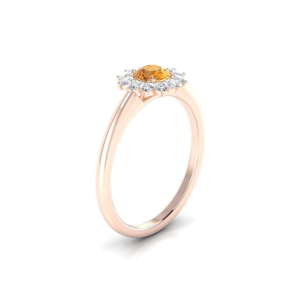 Blossom | 18k Rose Gold 4.5 mm Round Citrine Ring