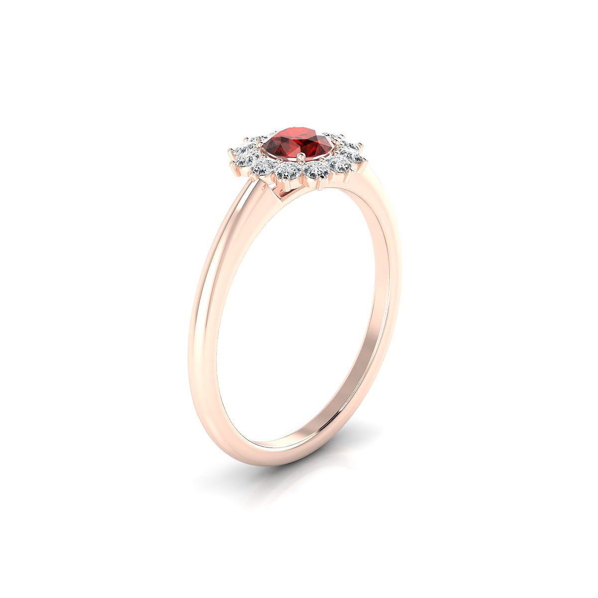 Blossom | 18k Rose Gold 4.5 mm Round Garnet Ring