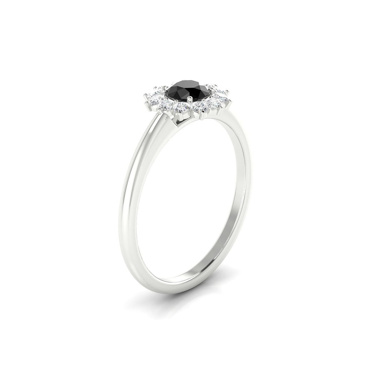 Blossom | 18k White Gold 4.5 mm Round Black Diamond Ring