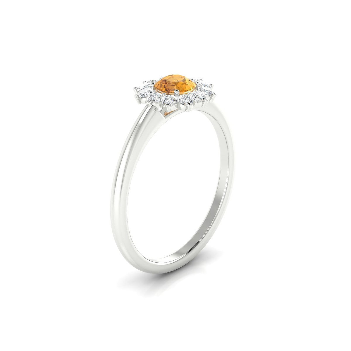 Blossom | 18k White Gold 4.5 mm Round Citrine Ring