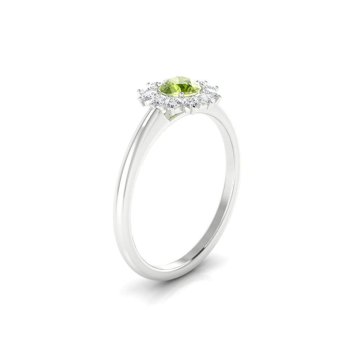 Blossom | 18k White Gold 4.5 mm Round Peridot Ring