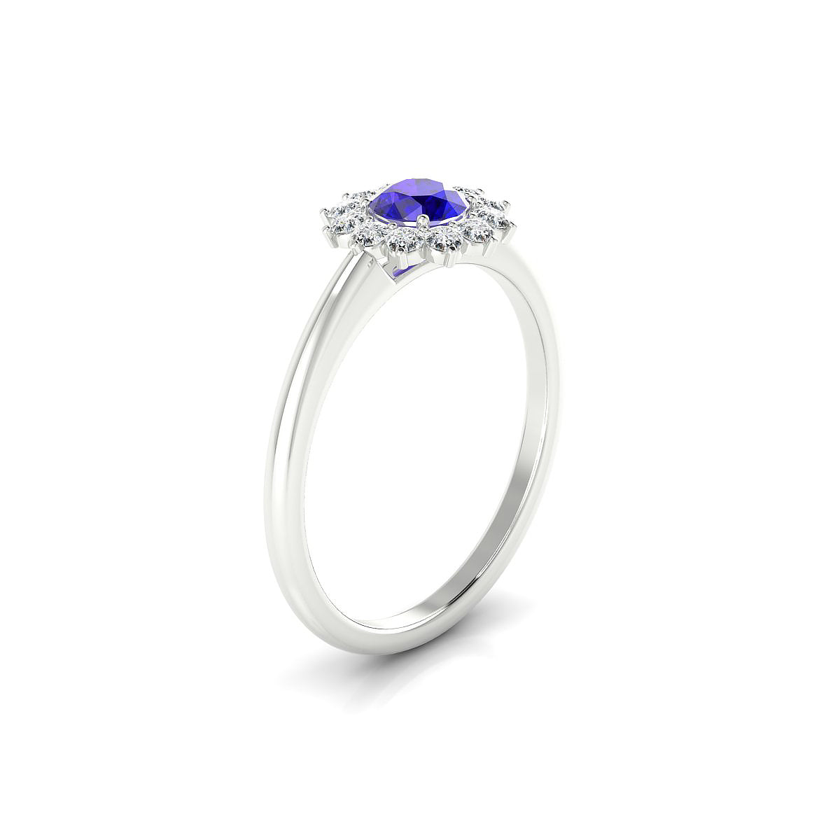 Blossom | 18k White Gold 4.5 mm Round Tanzanite Ring