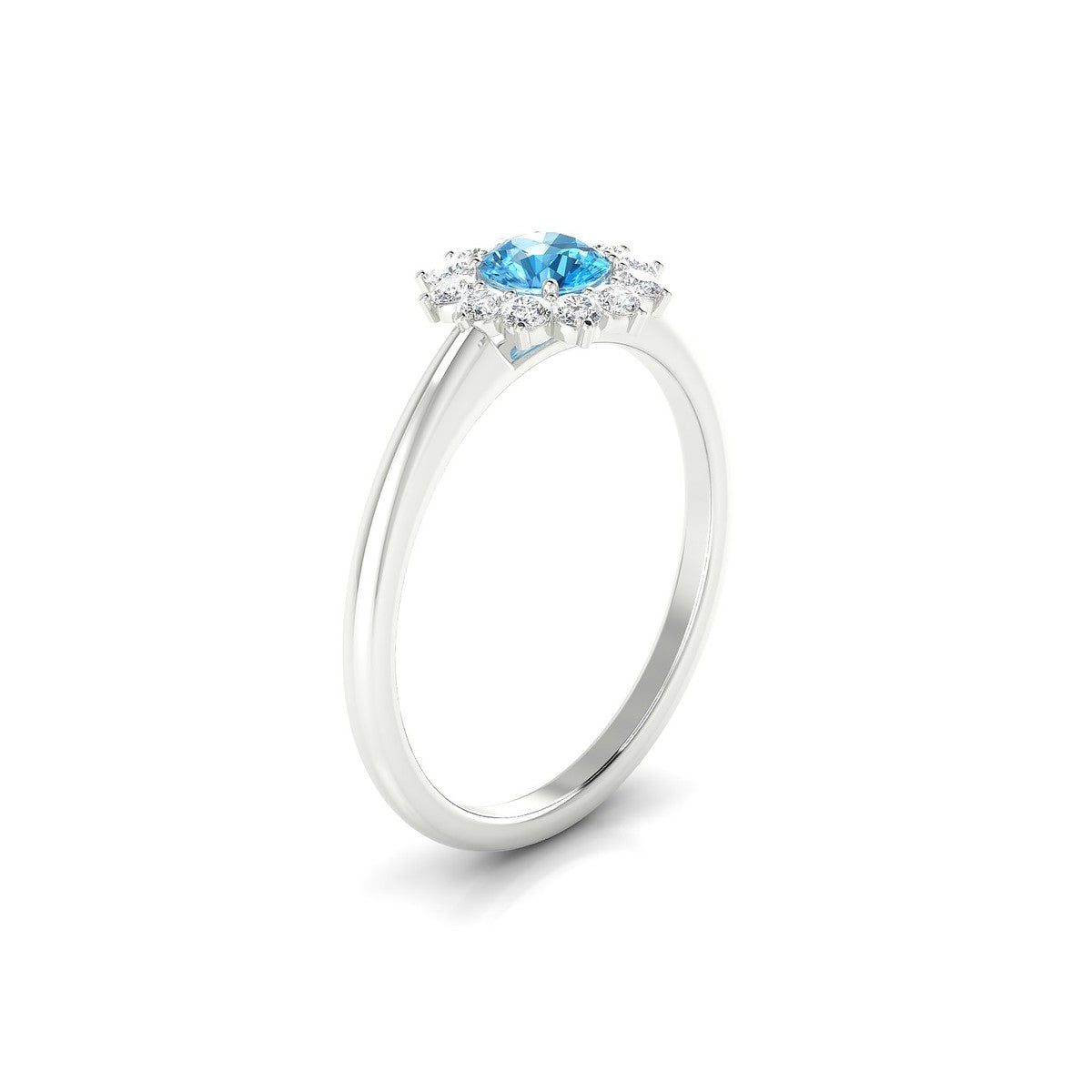 Blossom | 18k White Gold 4.5 mm Round Topaz Ring