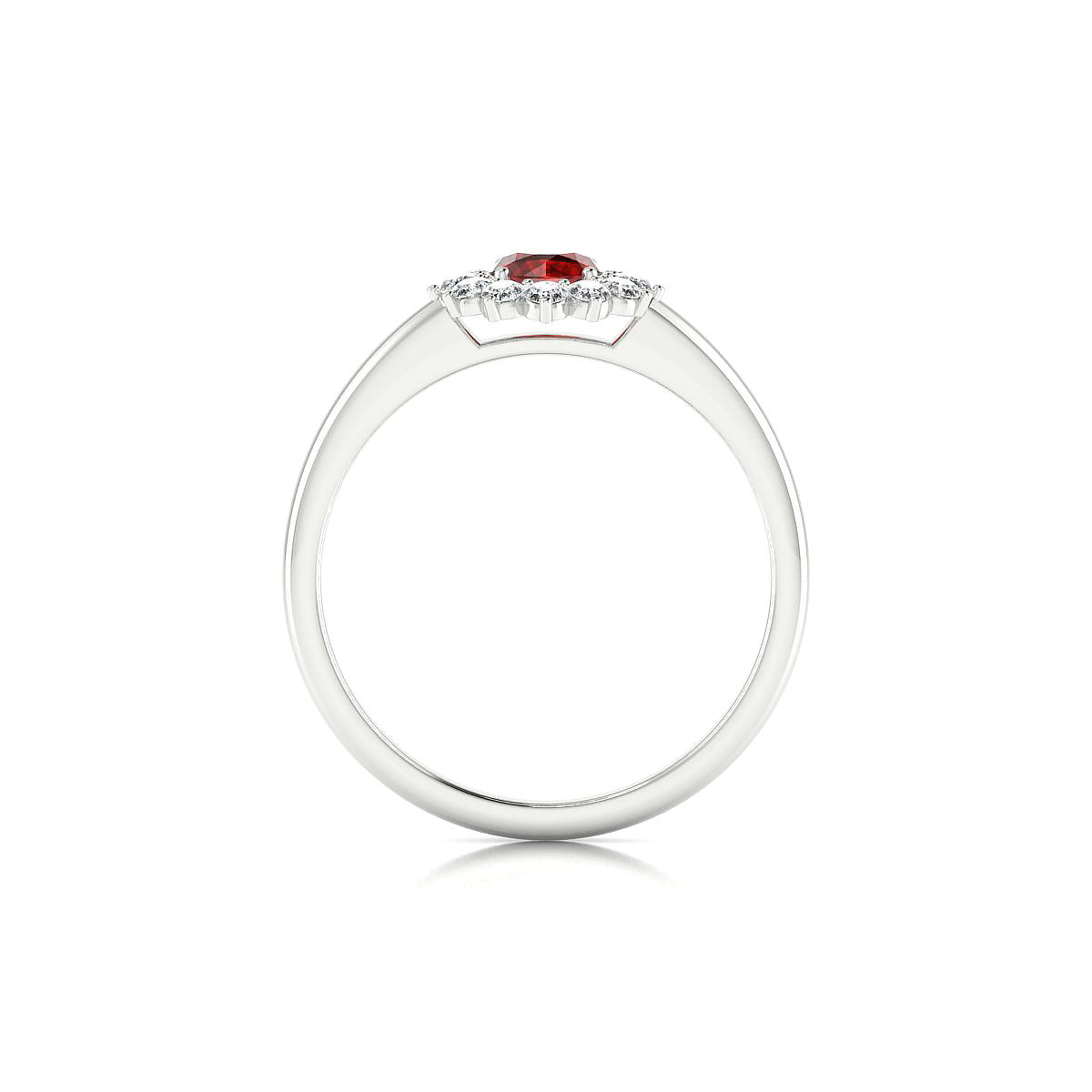 Blossom | 18k White Gold 4.5 mm Round Garnet Ring