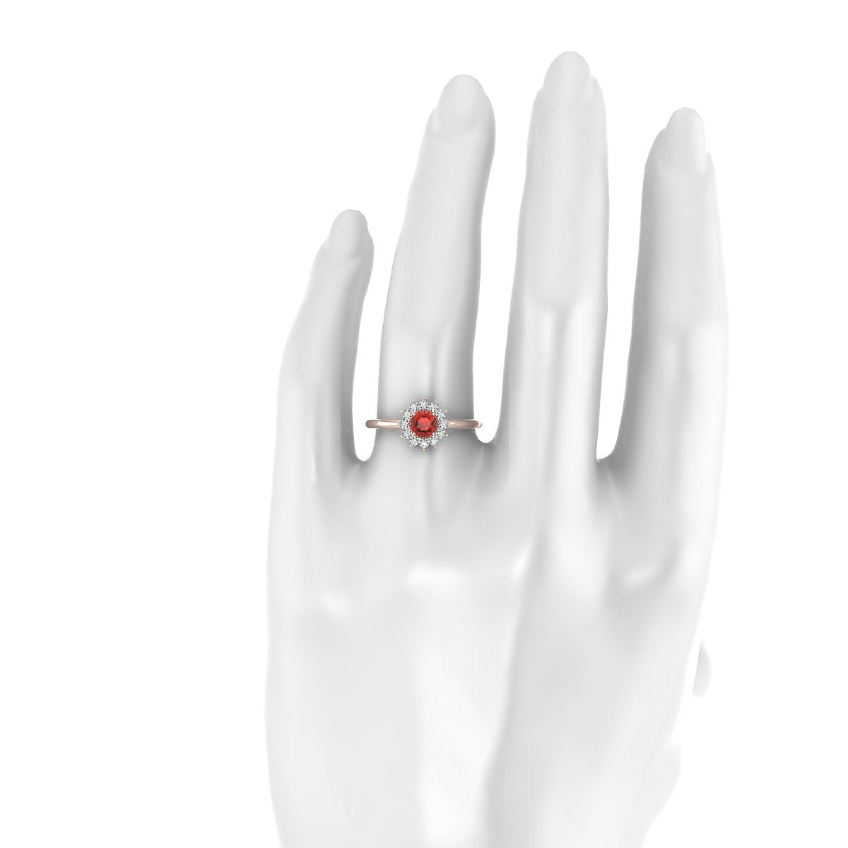 Blossom | 18k Rose Gold 4.5 mm Round Garnet Ring