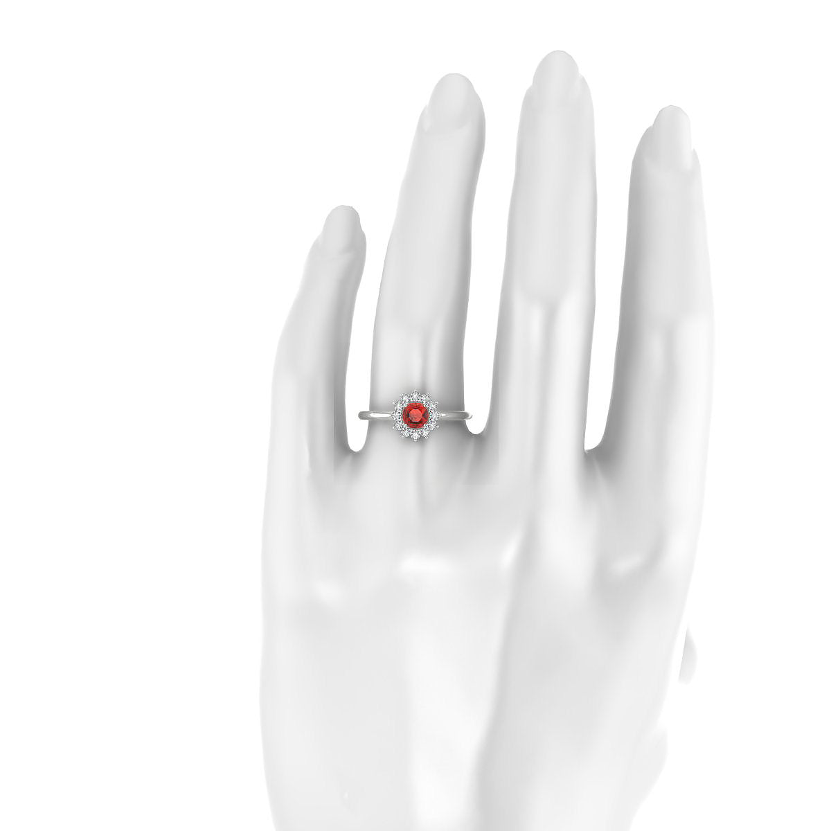 Blossom | 18k White Gold 4.5 mm Round Garnet Ring