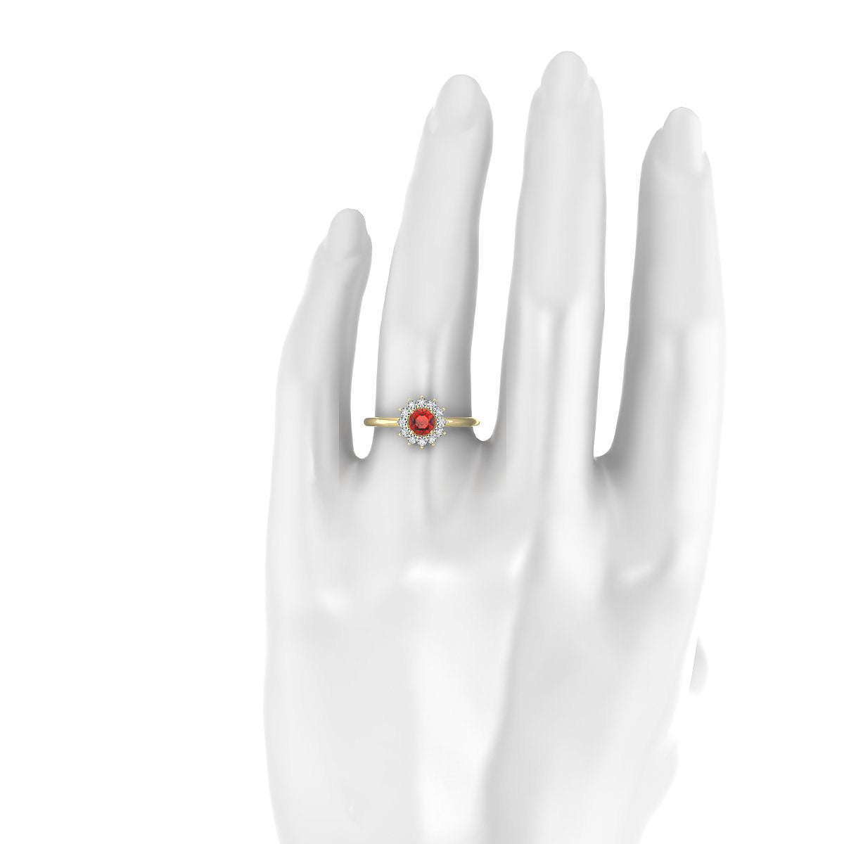 Blossom | 18k Yellow Gold 4.5 mm Round Garnet Ring