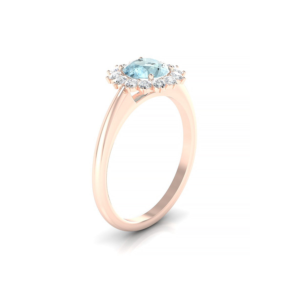 Blossom | 18k Rose Gold 6 mm Round Aquamarine Ring