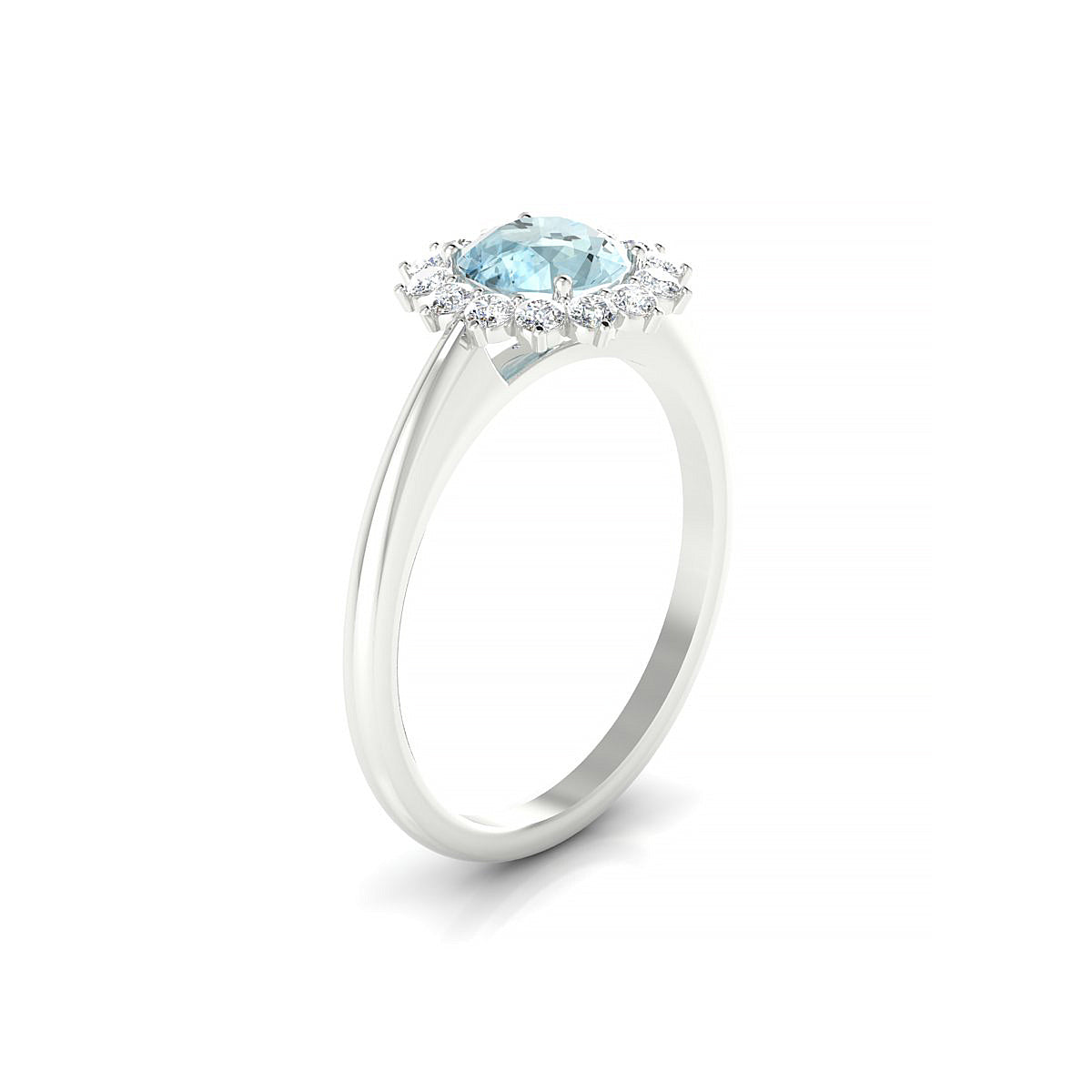 Blossom | 18k White Gold 6 mm Round Aquamarine Ring