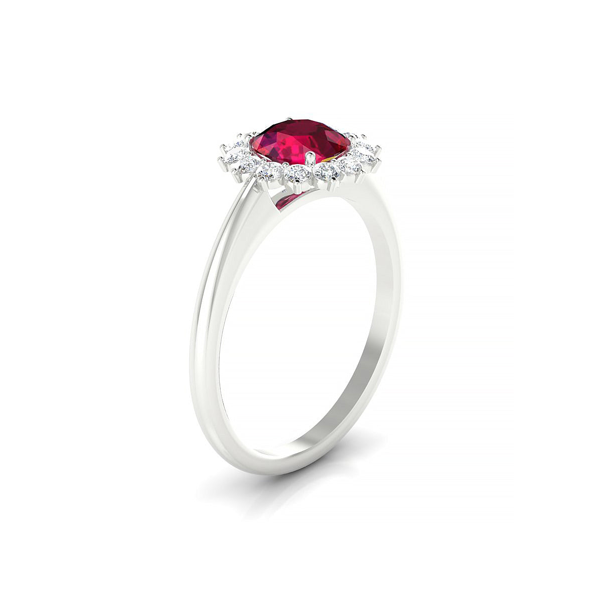 Blossom | 18k White Gold 6 mm Round Ruby Ring