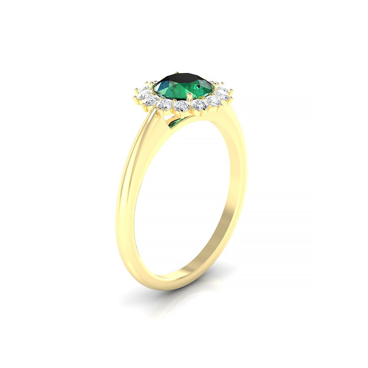 Blossom | 18k Yellow Gold 6 mm Round Emerald Ring