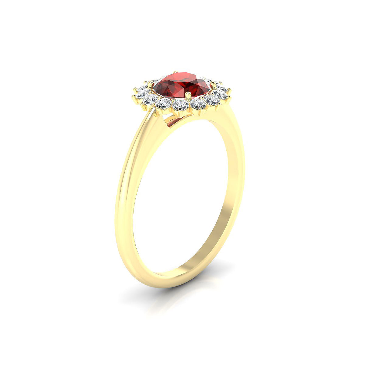 Blossom | 18k Yellow Gold 6 mm Round Garnet Ring