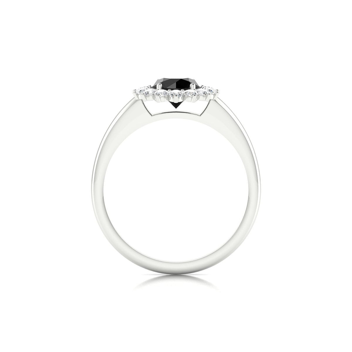 Blossom | 18k White Gold 6 mm Round Black Diamond Ring