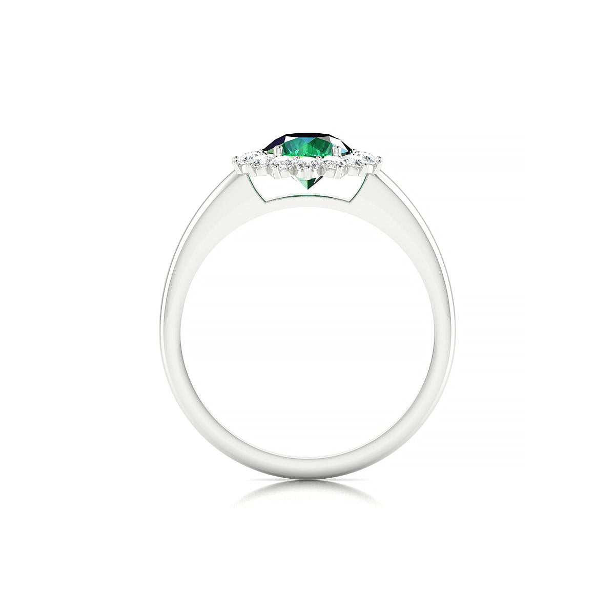 Blossom | 18k White Gold 6 mm Round Emerald Ring