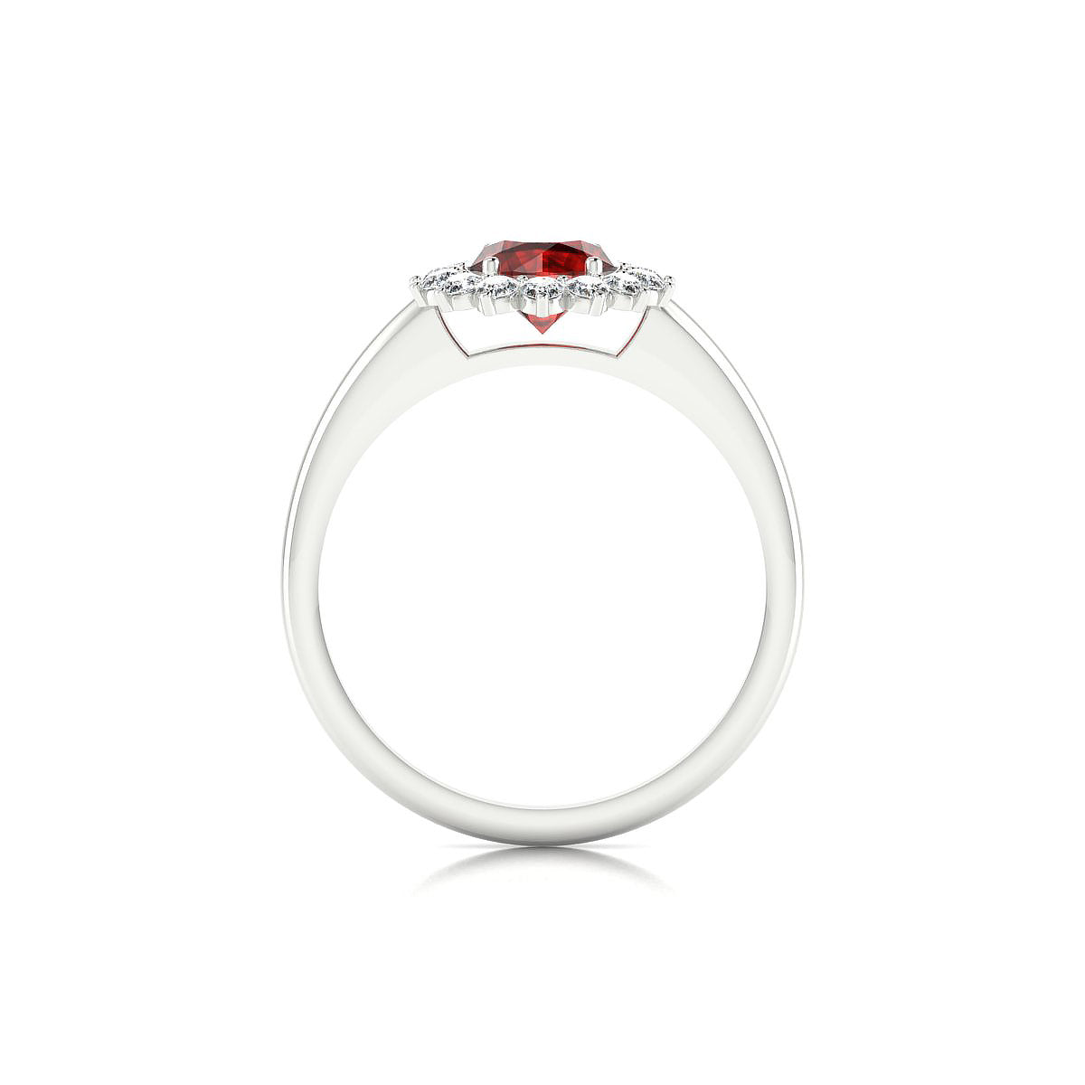 Blossom | 18k White Gold 6 mm Round Garnet Ring