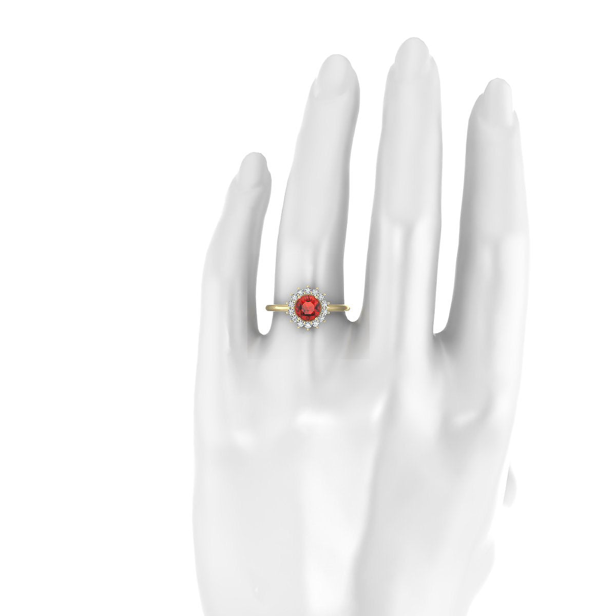 Blossom | 18k Yellow Gold 6 mm Round Garnet Ring