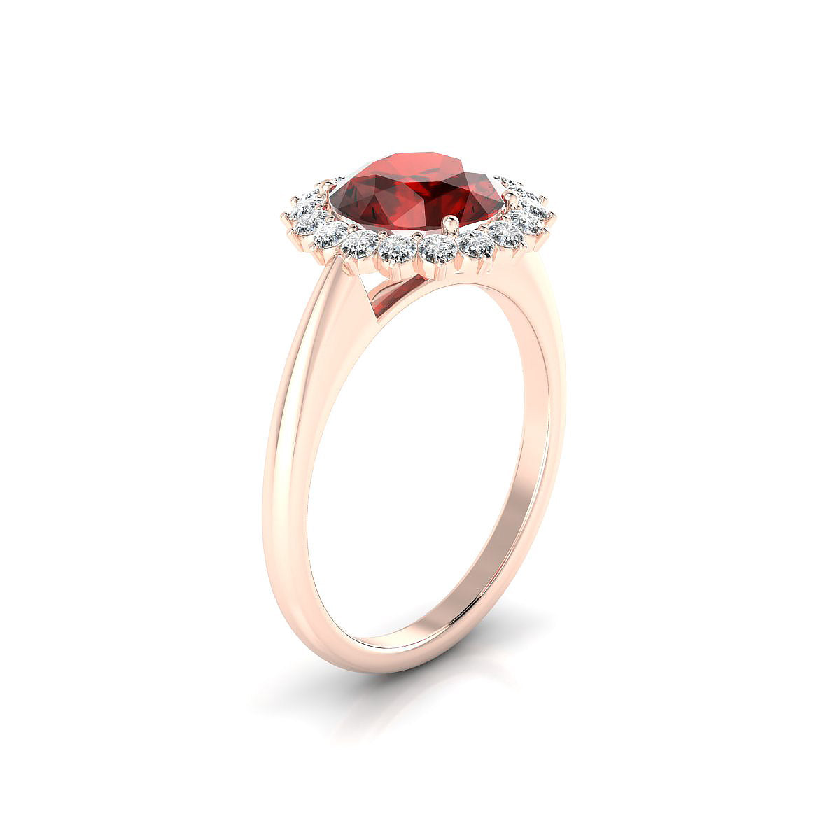 Blossom | 18k Rose Gold 8 mm Round Garnet Ring
