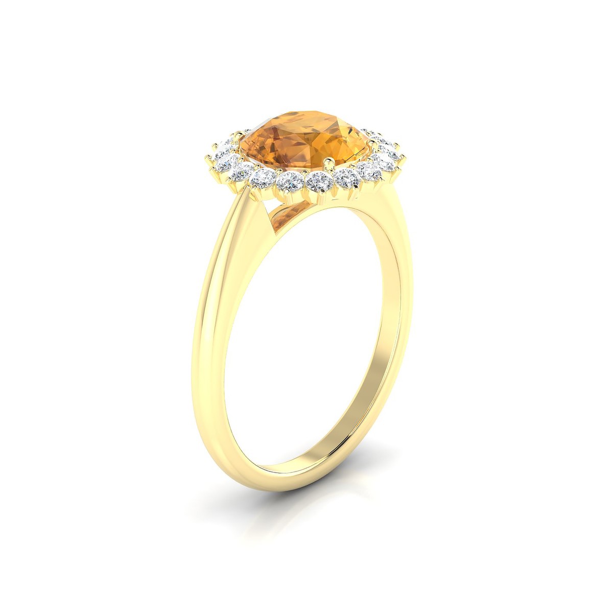 Blossom | 18k Yellow Gold 8 mm Round Citrine Ring
