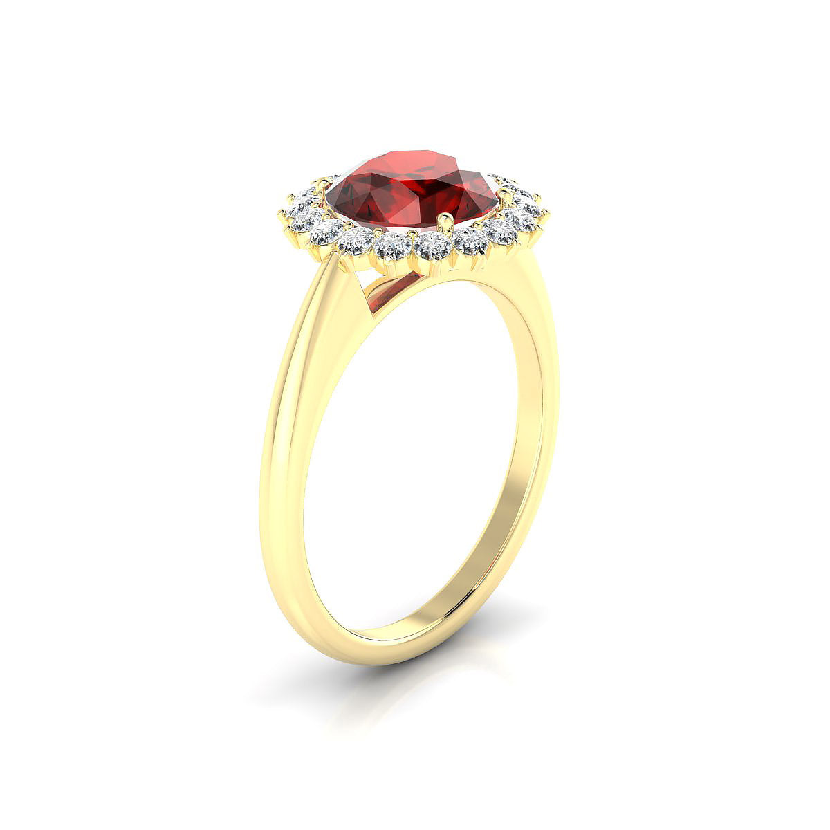 Blossom | 18k Yellow Gold 8 mm Round Garnet Ring