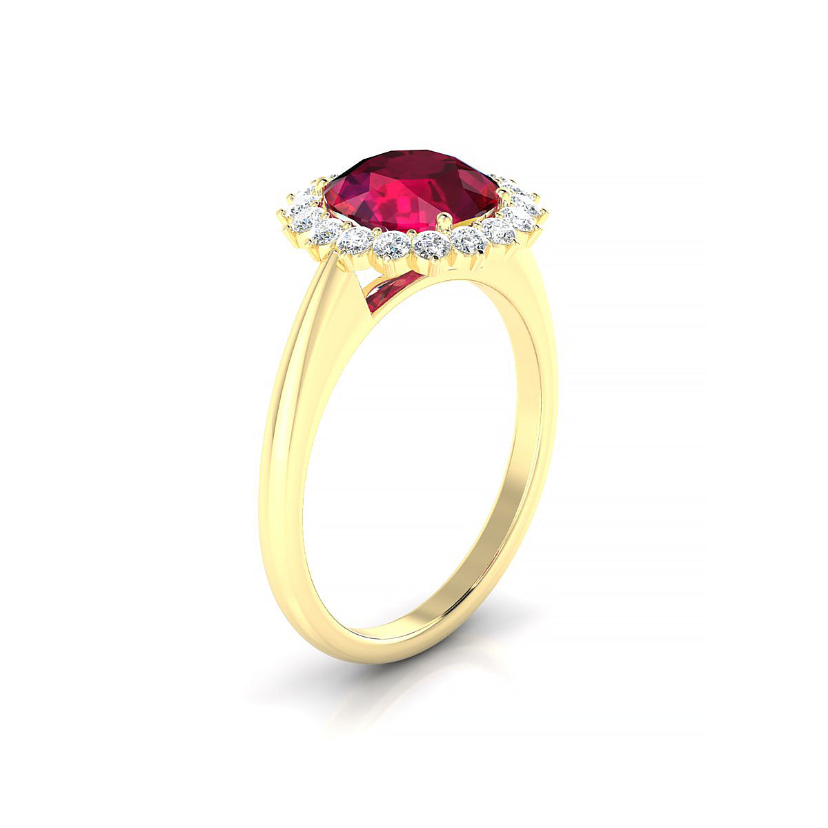 Blossom | 18k Yellow Gold 8 mm Round Ruby Ring