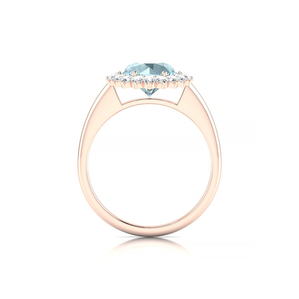 Blossom | 18k Rose Gold 8 mm Round Aquamarine Ring