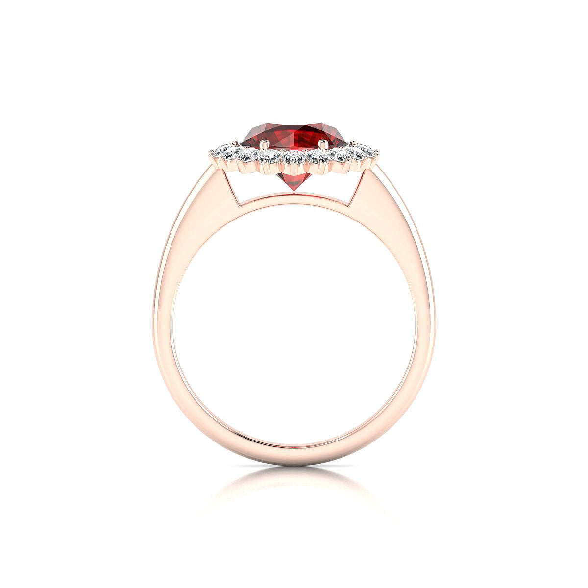 Blossom | 18k Rose Gold 8 mm Round Garnet Ring