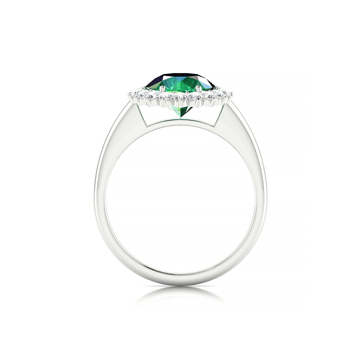 Blossom | 18k White Gold 8 mm Round Emerald Ring