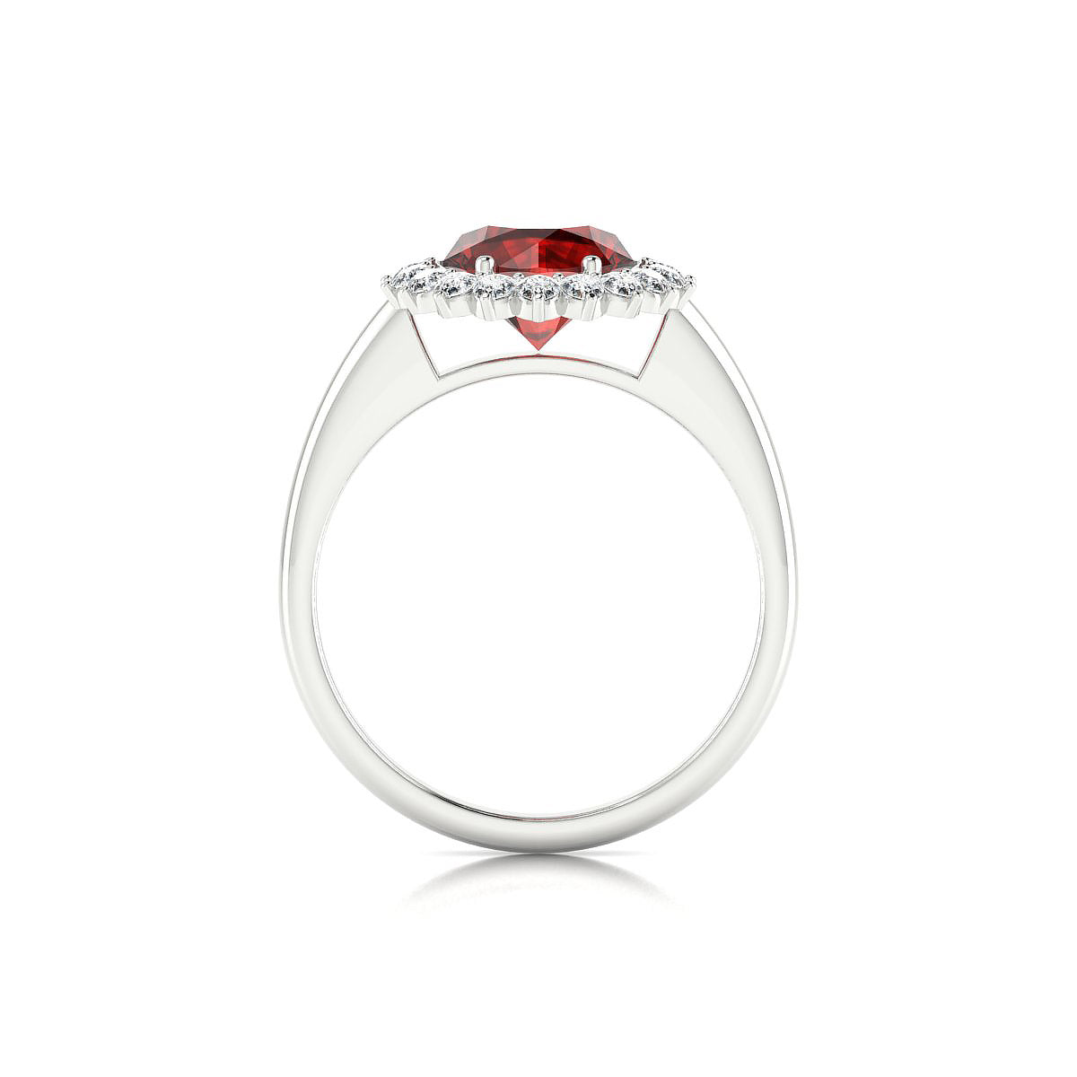 Blossom | 18k White Gold 8 mm Round Garnet Ring
