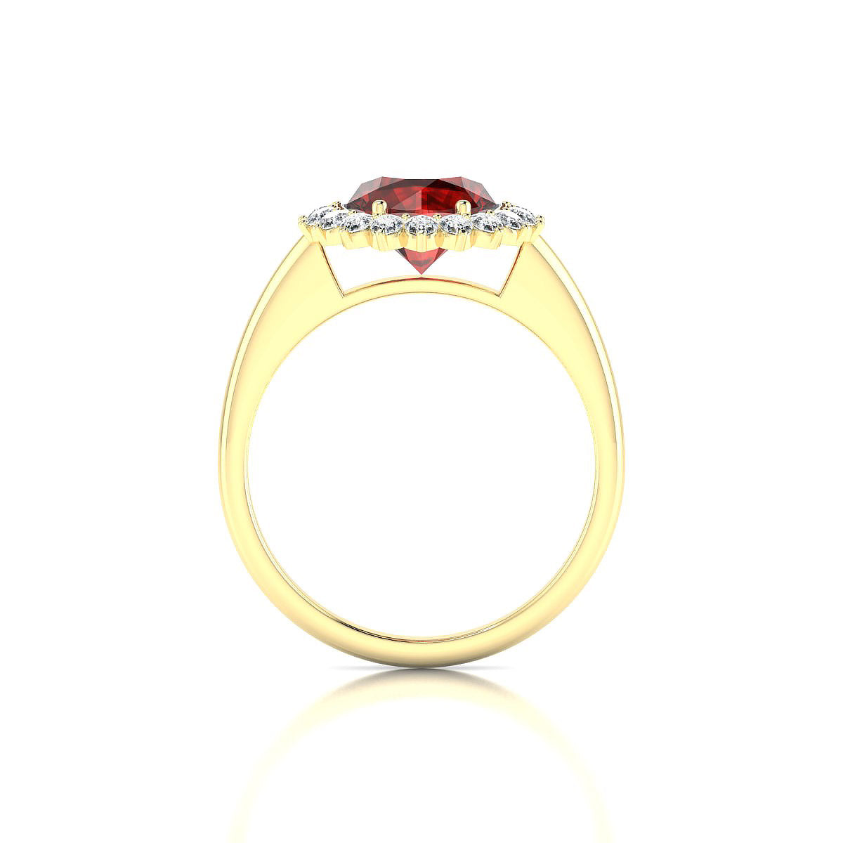 Blossom | 18k Yellow Gold 8 mm Round Garnet Ring